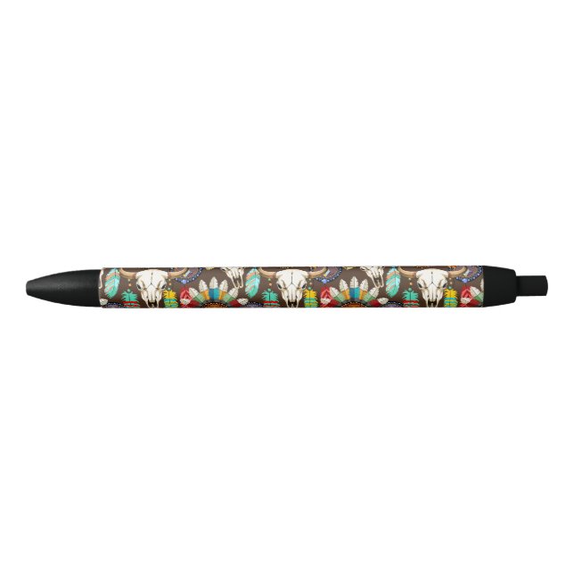 Stylo Noir Buffalo Skull Native American Emblem (Devant)