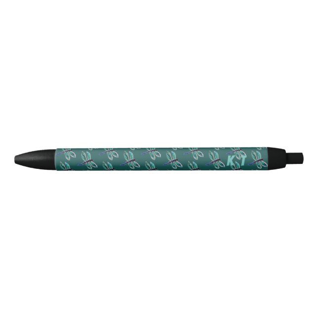 Stylo Noir Bugs Turquoise Dragonflies Paraphe (Devant)