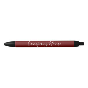 Stylo Noir Business Dark Red White Script Nom de l'entreprise