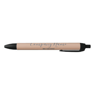 Stylo Noir Business Peach Dark Blue Script Nom de l'entrepris