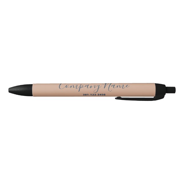 Stylo Noir Business Peach Dark Blue Script Nom de l'entrepris (Bas)