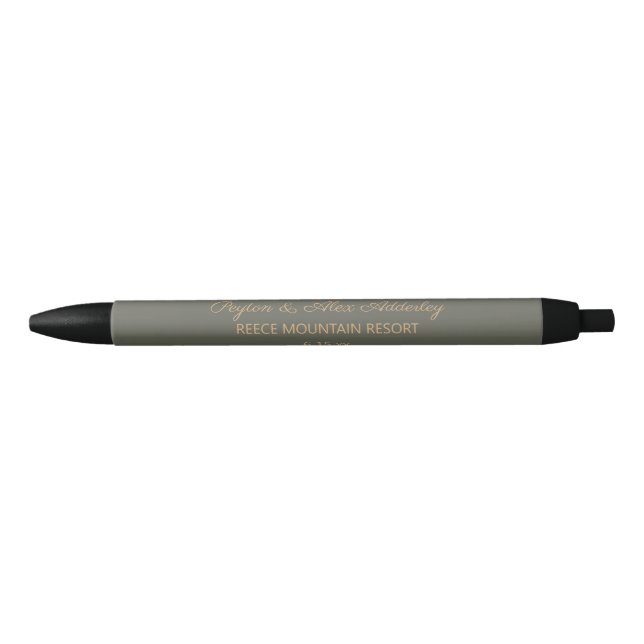 Stylo Noir Cadeau de mariage pour les invités, vert olive (Devant)