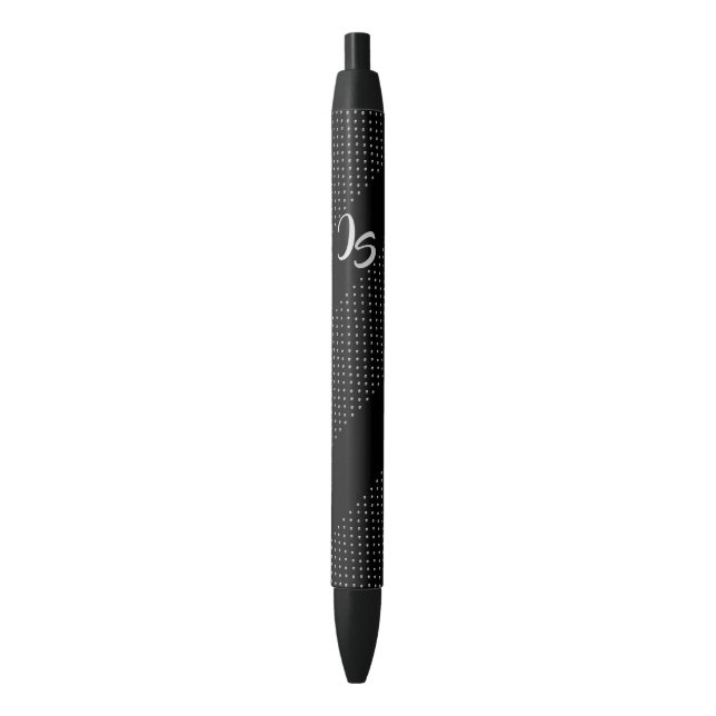 Stylo Noir Cadeau élégant avec personnalisation Monogramme ar (devant Vertical)