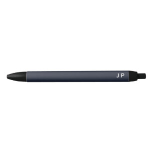 Stylo Noir Cadeau minimaliste monogramme bleu marine blanc