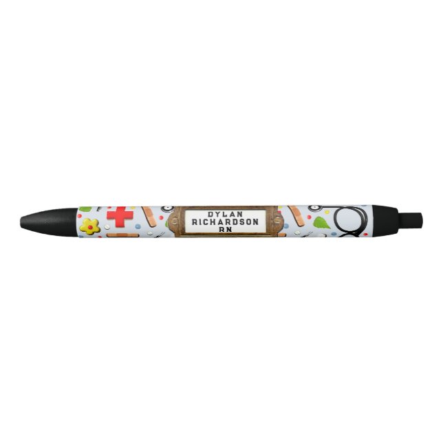 Stylo Noir Cadeau personnalisé de l'infirmière (Devant)