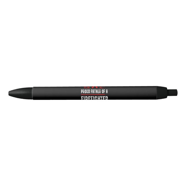 Stylo Noir Cadeau pompier | Père Fière D'Un Pompier (Devant)