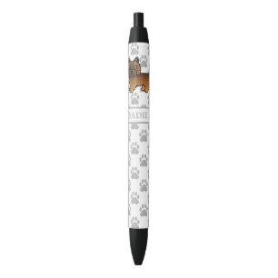 Stylo Noir Cairn Terrier Bringé Rouge Chien Avec Nom Et Patte