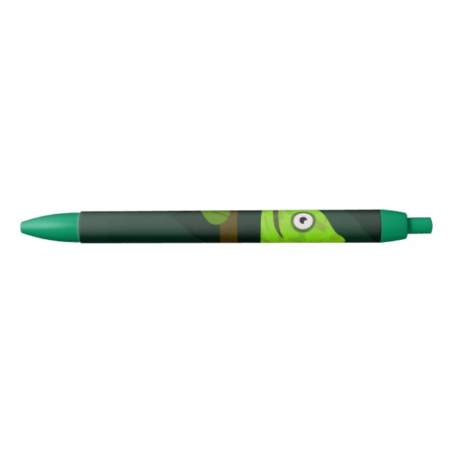 Stylo Noir Caméléon vert mignon (Devant)