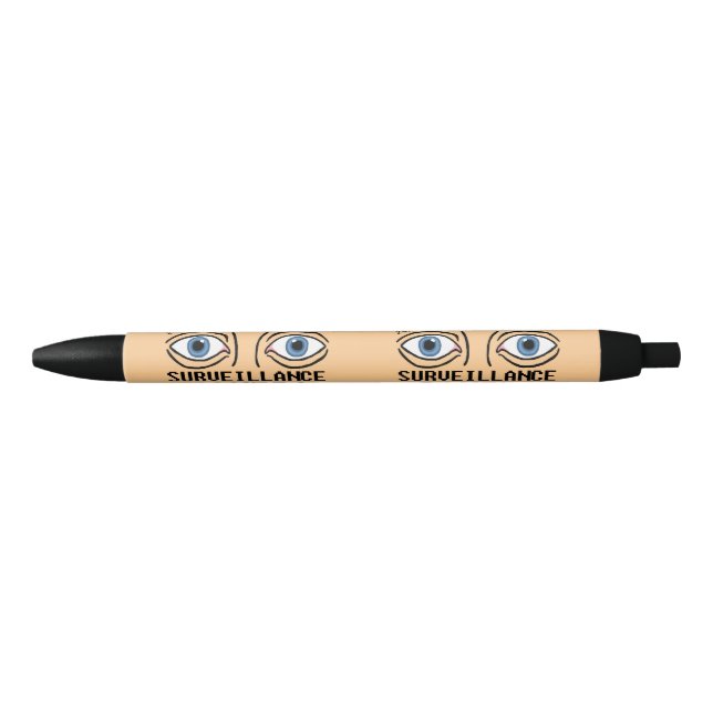 Stylo Noir Caméra de surveillance humaine humour sec (Devant)