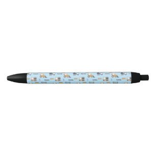 Stylo Noir Camions de construction Motif bleu