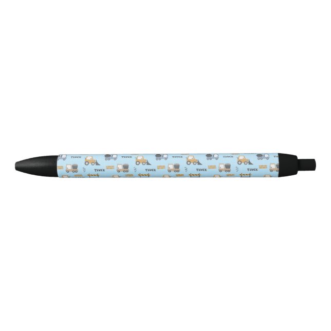 Stylo Noir Camions de construction Motif bleu (Devant)