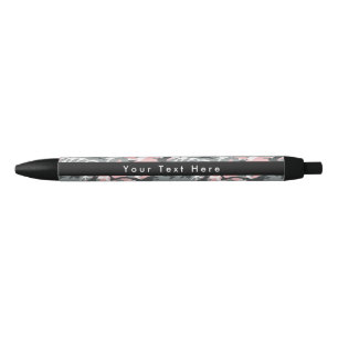 Stylo Noir Camo rose et gris, Camouflage, Militaire, Armée