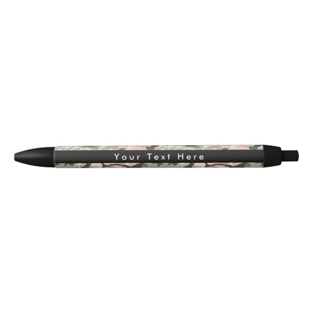Stylo Noir Camo rose et vert, camouflage, militaire, armée (Devant)