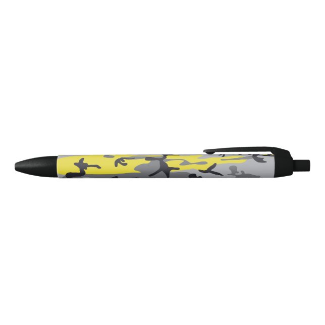 Stylo Noir Camouflage jaune et gris, Militaire, Armée (Haut)