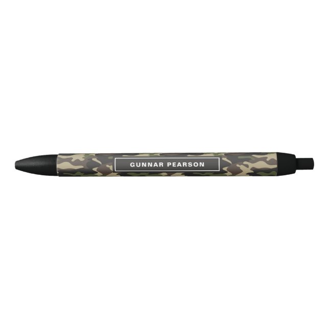 Stylo Noir Camouflage moderne Nom du Motif Noir (Devant)