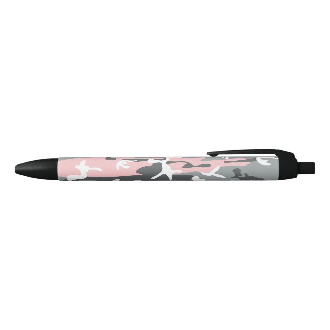 Stylo Noir Camouflage rose et gris, Militaire, Armée (Haut)