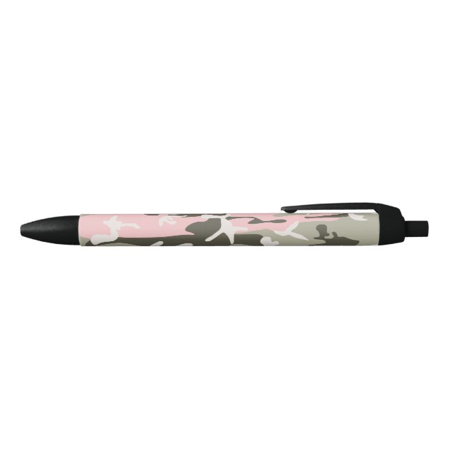 Stylo Noir Camouflage rose et vert, Militaire, Armée (Haut)