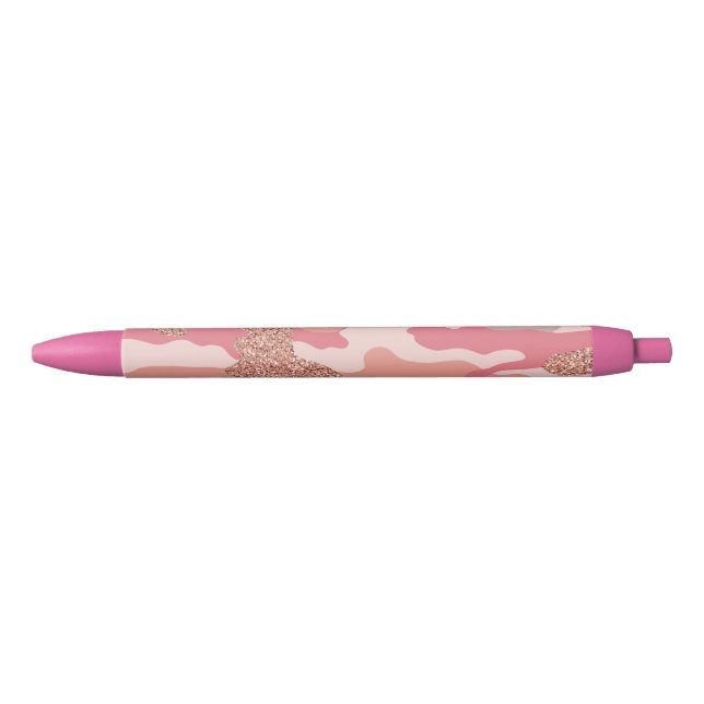 Stylo Noir Camouflage Rose Gold Blush Pink Camo Motif (Devant)