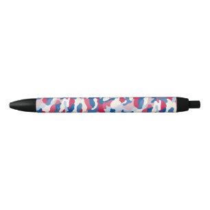 Stylo Noir Camouflage rouge blanc et bleu