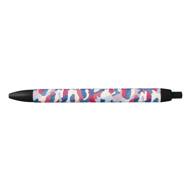 Stylo Noir Camouflage rouge blanc et bleu (Devant)