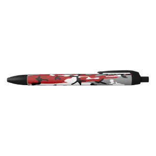Stylo Noir Camouflage rouge et gris, Militaire, Armée