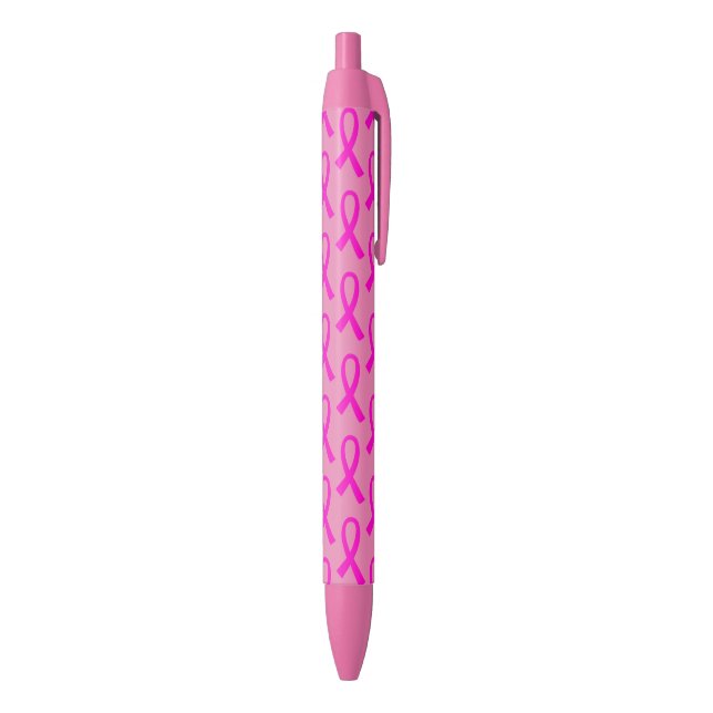 Stylo Noir Cancer du sein Motif à ruban rose chaud (Bas (Vertical))