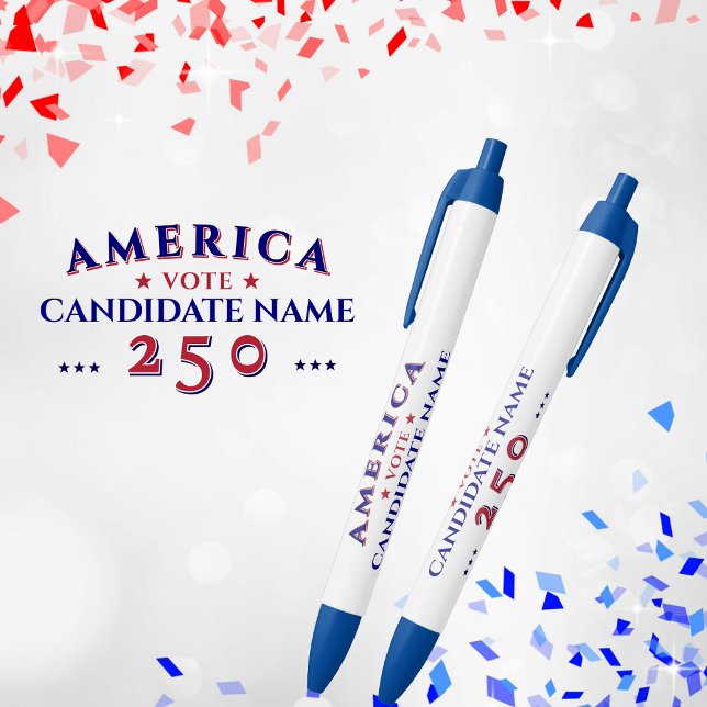Stylo Noir Candidat à la campagne électorale politique Americ (America 250 Anniversary Political Election Campaign Candidate Blue Pen Keepsake Gift Donor Volunteer)