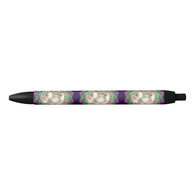 Stylo Noir Canetons et Fleurs (Devant)