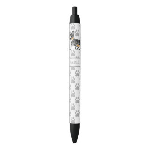 Stylo Noir Cardigan Welsh Corgi Chien Merle Bleu & Nom