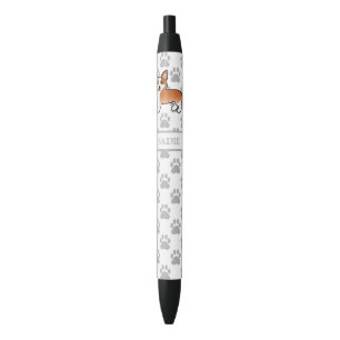 Stylo Noir Cardigan Welsh Corgi Chien Rouge Et Blanc & Nom