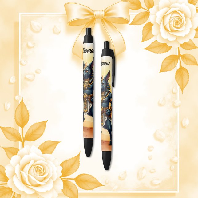 Stylo Noir Caricature Anubis - Dieu égyptien de l'après-vie (Créateur téléchargé)