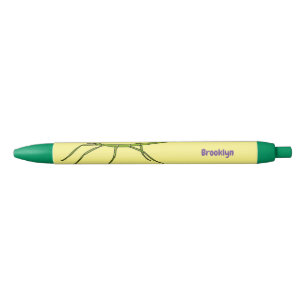 Stylo Noir Caricature de mignon rouge vert avec des visages h
