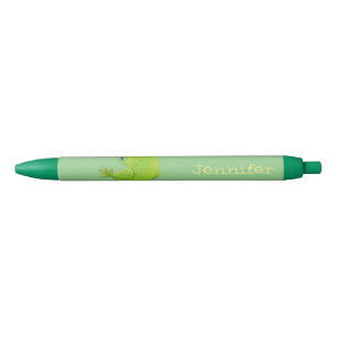 Stylo Noir Caricature de perruche verte curieuse
