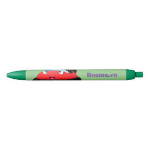Stylo Noir Caricature d'hovercraft rouge joyeux