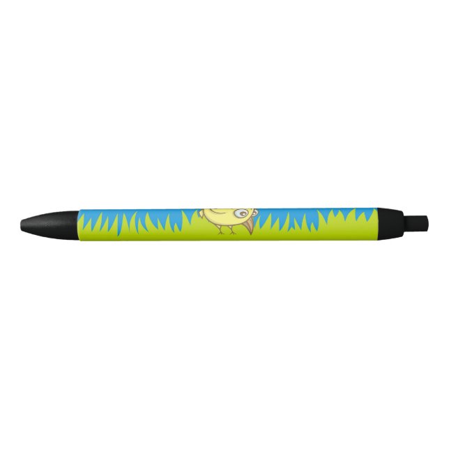 Stylo Noir Caricature d'oiseau jaune (Devant)