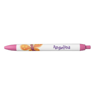 Stylo Noir Caricature joli papillon orange