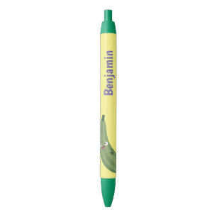 Stylo Noir Caricature joyeux de courgettes mignonnes