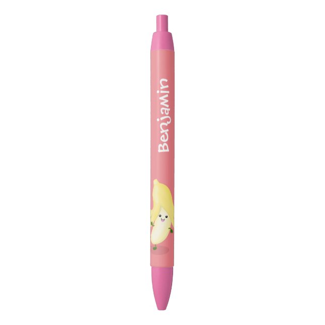 Stylo Noir Caricature sur la banane de Cute kawaii (devant Vertical)