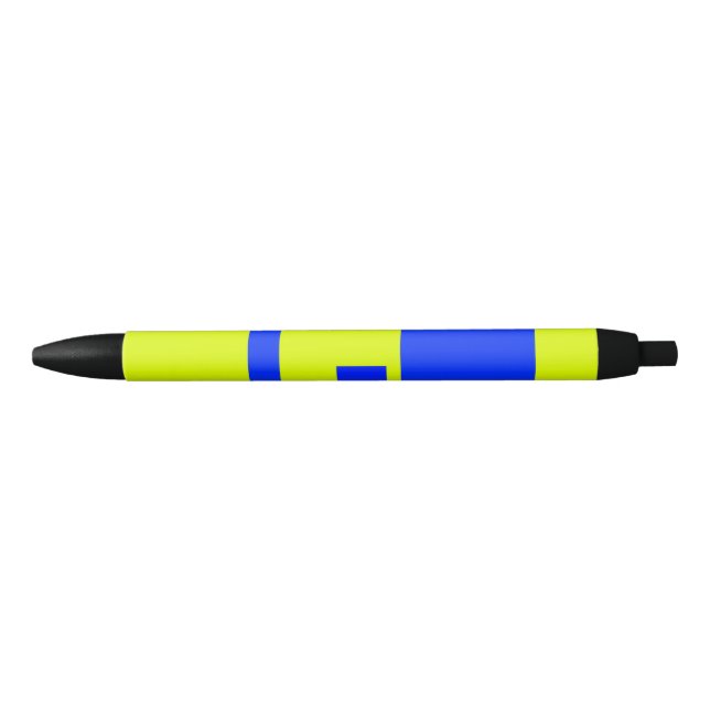 Stylo Noir Carré jaune et bleu (Devant)