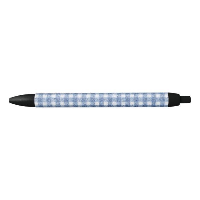 Stylo Noir Carreaux Gingham Bleu et Blanc Classiques  (Devant)