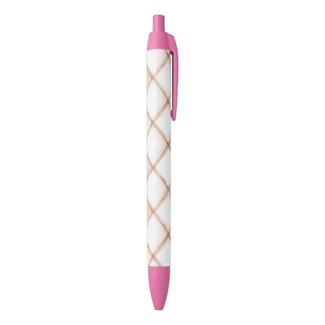 Stylo Noir Carrés Rayures Crème Or Blanc   (Bas (Vertical))