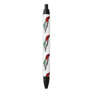 Stylo Noir Carte de Palestine avec drapeau et Motif Keffiyeg