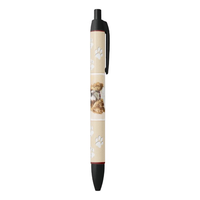 Stylo Noir Cavalier King Charles Spaniel Peinture originale (Bas (Vertical))