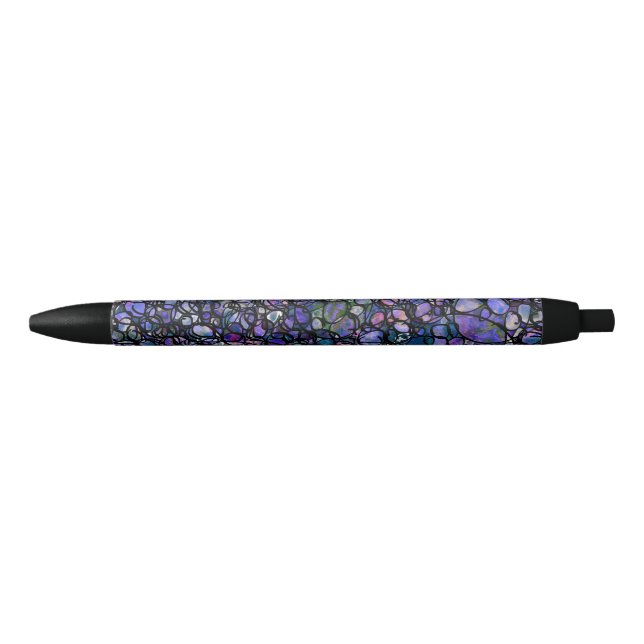 Stylo Noir Cercles abstraits dessinés à la main, Bleu, Violet (Devant)