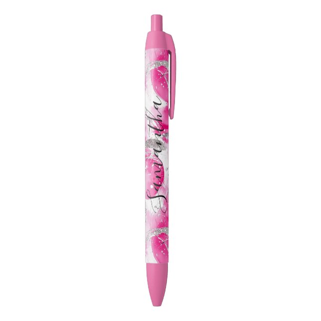 Stylo Noir Cercles Abstraits roses-filles (Bas (Vertical))