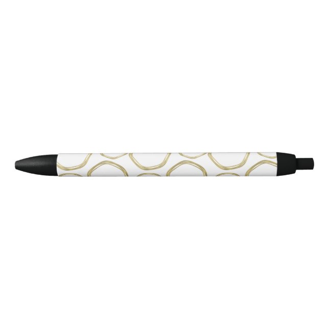 Stylo Noir Cercles d'or & Blanc moderne tendance glam chic (Devant)
