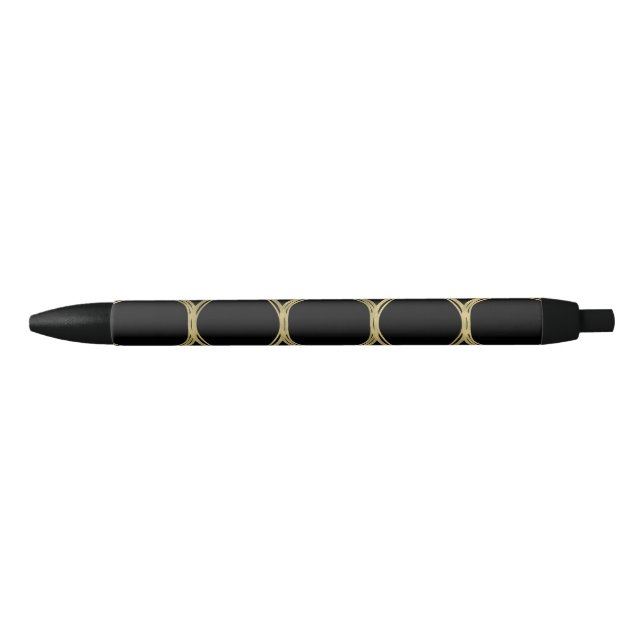 Stylo Noir Cercles Dorés & Chic Glam Moderne Noir Tendance (Devant)