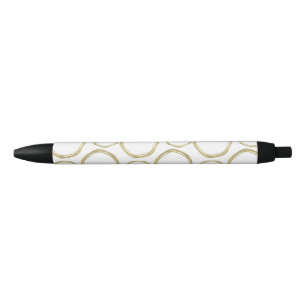 Stylo Noir Cercles dorés & Moderne Blanc Chic Glamour Tendanc
