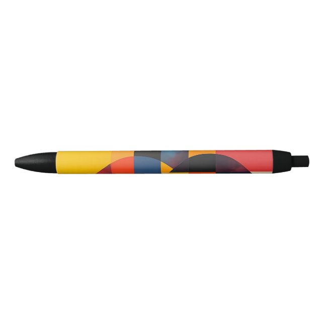 Stylo Noir Cercles géométriques et blocs de couleurs (Devant)