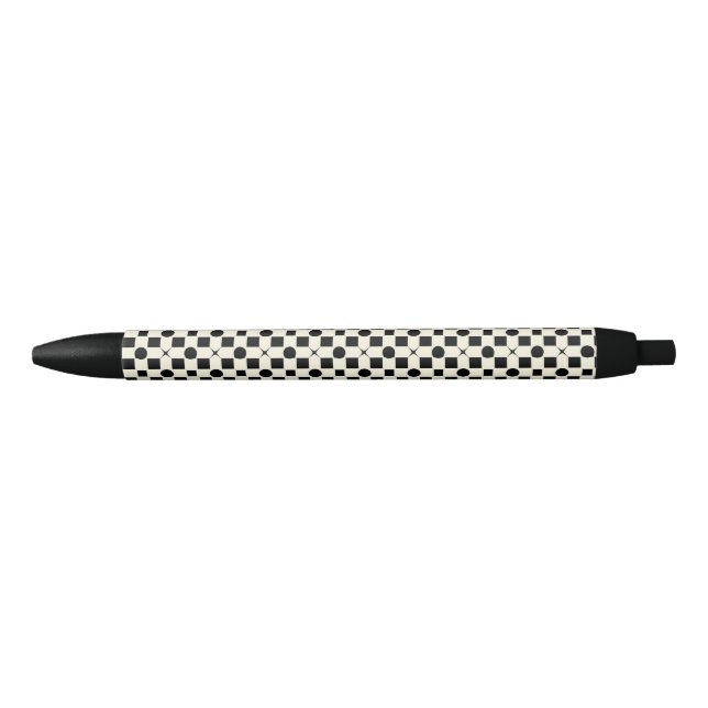 Stylo Noir ⚫⚪ Cercles géométriques noir blanc Motif minimal (Devant)